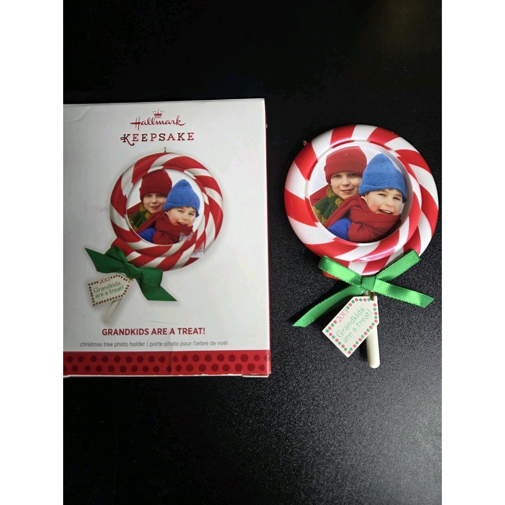 2013 Hallmark GRANDKIDS ARE A TREAT Ornament LOLLIPOP Photo Holder Frame